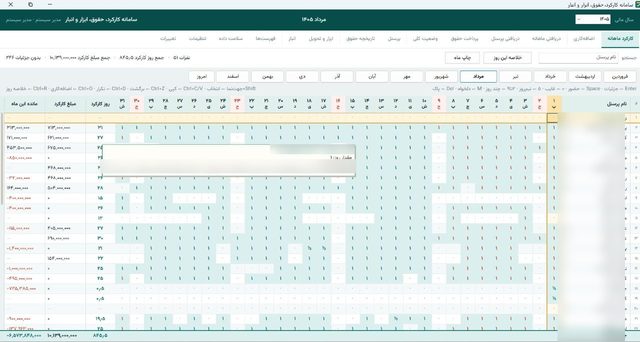 Monthly attendance grid